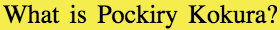 What is Pockiry Kokura?